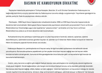 Bursa Veteriner Hekimler Odası’nın, Petshopların Kasap Odalarına Bağlanması İle İlgili Açıklaması