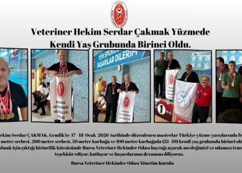 Veteriner Hekim Serdar Çakmak Yüzmede Kendi Yaş Grubunda Birinci Oldu.