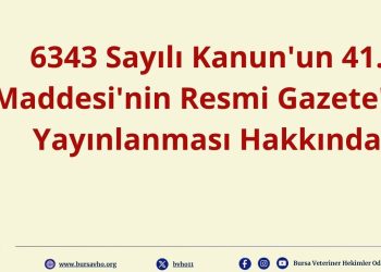 6343 Sayılı Kanun’un 41. Maddesi’nin Resmi Gazete’ de Yayınlanması Hakkında